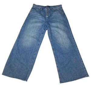 GAP‎ Denim High Rise Wide Leg Jeans Women's Size 16/33R Button Fly Light Wash